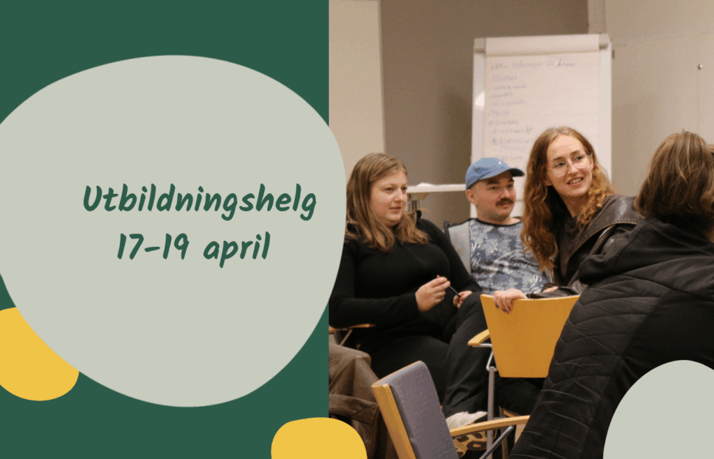 Foto av föreningsmedlemmar som diskuterar och lyssnar på en presentation